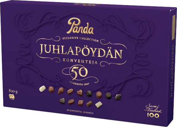 Конфеты шоколадные Panda Juhlapoydan 50,  без глютена, 800 гр.