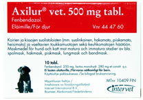 Таблетки от глистов Axilur vet 500 мг, для собак, 10 табл.