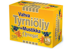 Vahva Tyrnioljy+Mustikka черника с облепиховым маслом, 120 капс.