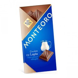 Молочный шоколад без сахара Monteoro  Milk, 90 гр.