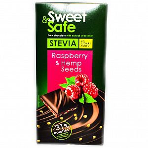 Темный шоколад с малиной Sweet & Safe Raspberry, 90 гр.