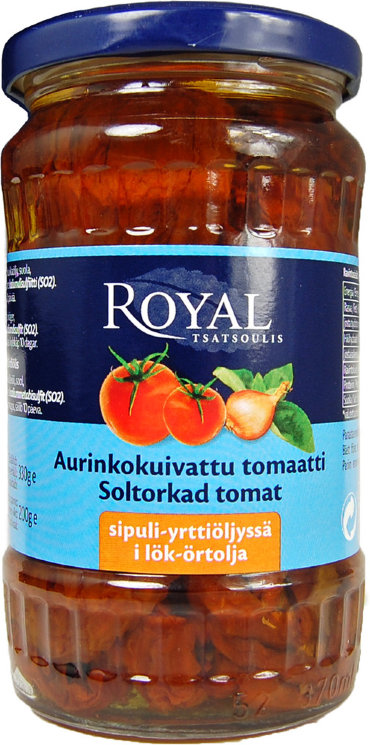 Вяленые помидоры и лук в масле Royal Aurinkokuivattu Tomaatti Sipuli, 330/200 гр.