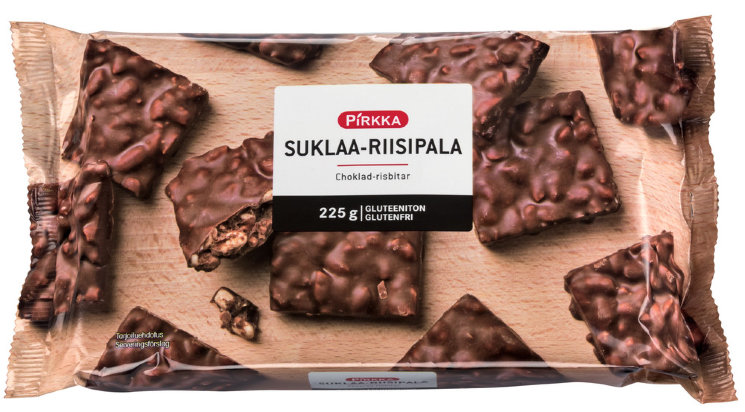 Рисовые батончики в шоколаде Pirkka suklaa-riisipala, 225 гр.