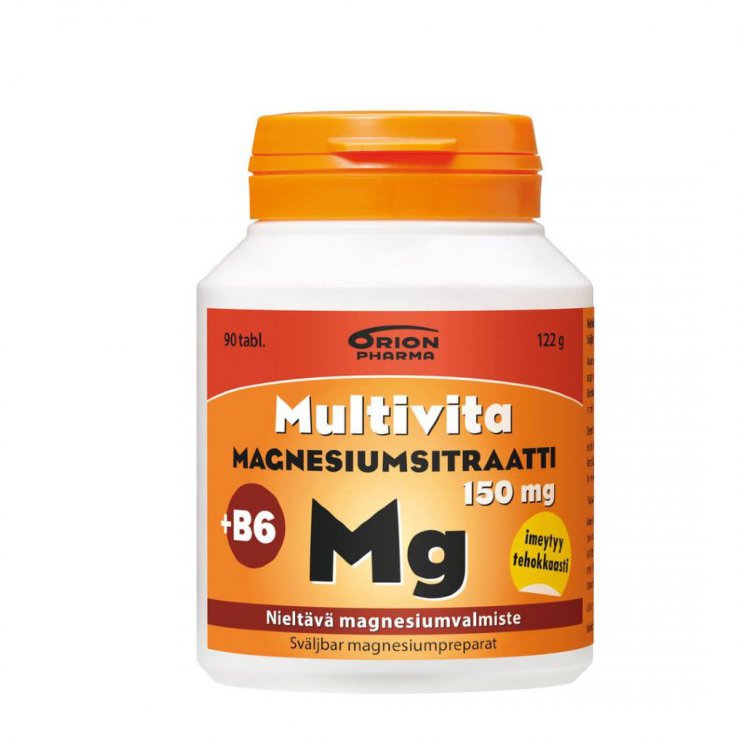 Multivita magnesiumsitraatti + B6, 150 mg, 90 табл.