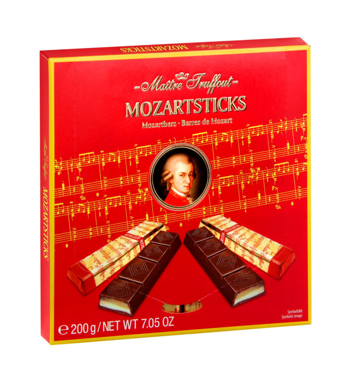 Mozartsticks, темный шоколад с марципаном, 200 гр.