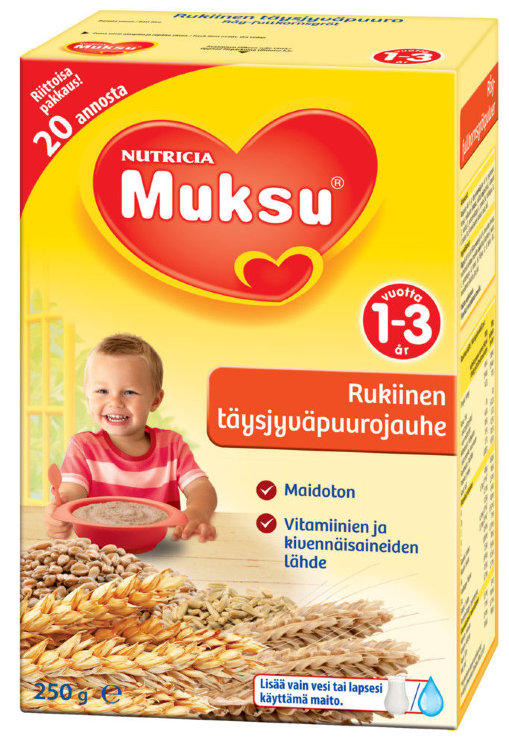 Nutricia Muksu Rukiinen-Taysjyvapuurojauhe Каша сухая ржаная, 250 гр., 1-3 года.