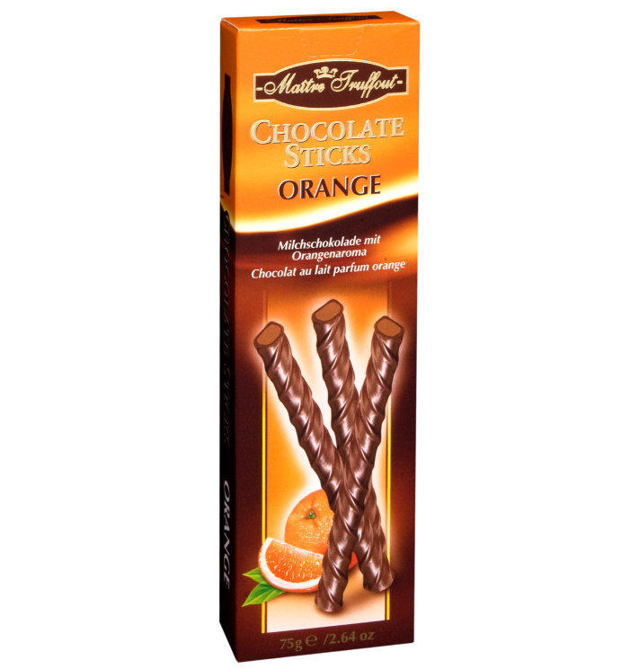 Maitre Truffout Шоколадные палочки c апельсином, 75 гр.