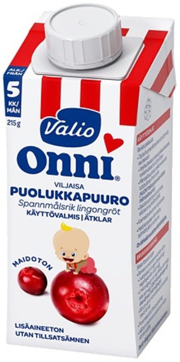 Valio Onni 5+ Готовая каша с брусникой, 215 гр. с 5 мес.