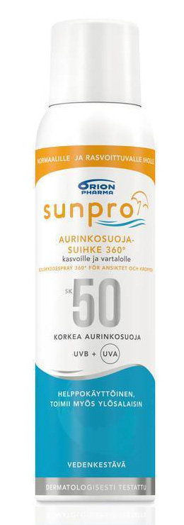 Спрей для лица и тела Sunpro Aurinkosuojasuihke 360 ​​SK 50+, 150 мл.