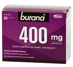 Burana 400 mg ibuprofen, 20 пак. Жаропонижающее и обезболивающее