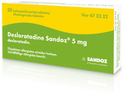 Таблетки от аллергии Desloratadine Sandoz 5mg, 30 шт.