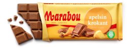 Шоколад молочный Marabou Apelsin krokant, 200 гр