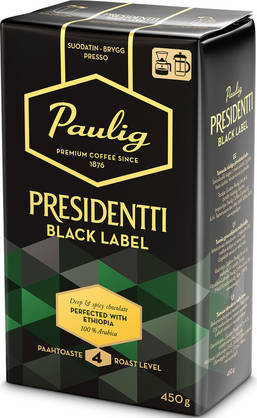 Кофе молотый Paulig Presidentti Black Label, 450 гр.