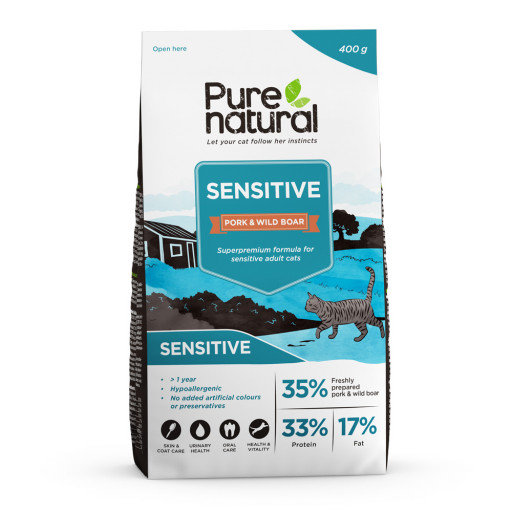 Purenatural Sensitive Pork&Wild Boar, сухой корм свинина и дикий кабан для взрослых кошек
