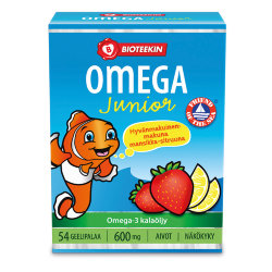 Bioteekin Omega Junior, рыбий жир для детей омега 3, клубника и лимон, 54 шт.