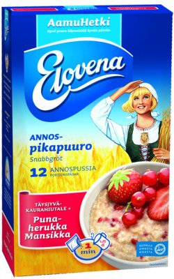 Elovena Каша овсяная с клубникой и красной смородиной, 12 порций, 420 гр.