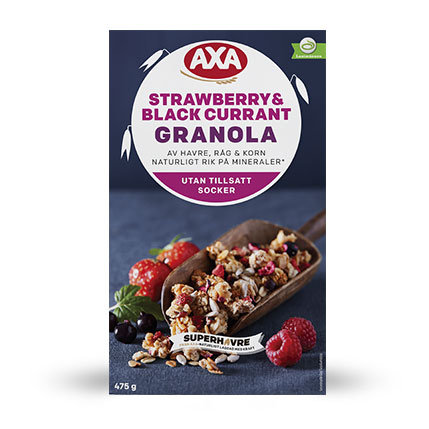 Мюсли Axa Strawberry & black Currant Granola, клубника и черная смородина, 475 гр.