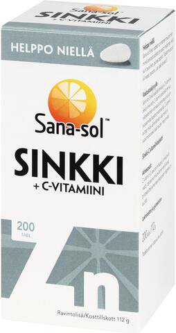 Витамины Sana-Sol Sinkki + c-vitamiini, цинк с витамином С, 150 таб