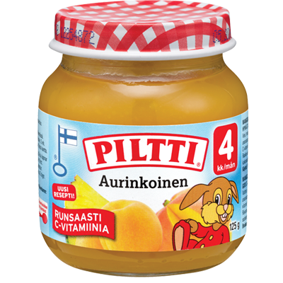 Piltti Aurinkoinen, манго, абрикос и ананас, с 4 мес., 125 гр.