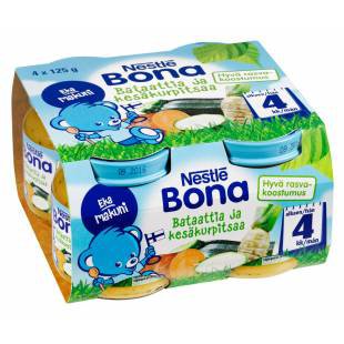 Nestle Bona bataattia ja kesakurpitsaa, батат и кабачки, с 4 мес. 4 шт. 125 гр.