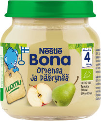 Nestle Bona Luomi, яблоко и груша, 125 гр. с 4 мес.