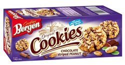 Печенье Bergen Cookies Chocolate striped Peanut, 150 гр.