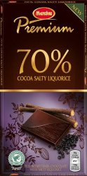 Шоколад Marabou Premium 70% Cocoa Salty Liquorce, с солью и лакрицей, 100 гр.