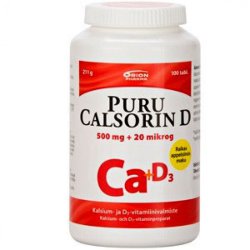 Жевательные таблетки кальций с витамином D3 PURU CALSORIN 500 мг + D3 20 мкг 100 шт.