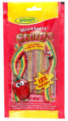 Конфеты клубничные Woogie Strips strawberry, 85 гр.