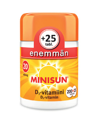  Витамины D3 Minisun D3-vitamiini, 20 mkg, 200 таб.+ 25 шт.