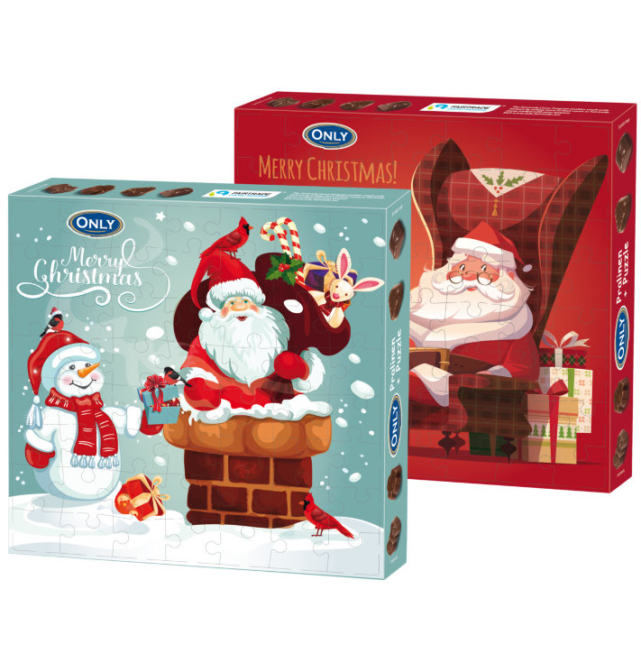 Конфеты Only Christmas с молочным шоколадом и пазлами 120гр
