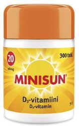 Витамины Д3 Minisun D3-vitamiini, 20 mkg, 300 таб.