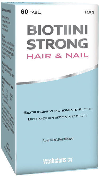 Biotiini Strong Hair & Nail, Биотин для здоровья волос и ногтей, 60 табл.