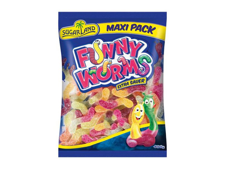 Мармелад SugarLand Funny Worms Extra Sour, 400 гр.