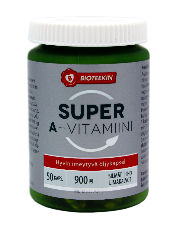 Витамин А, Bioteekin Super A-Vitamiini, 50 капс