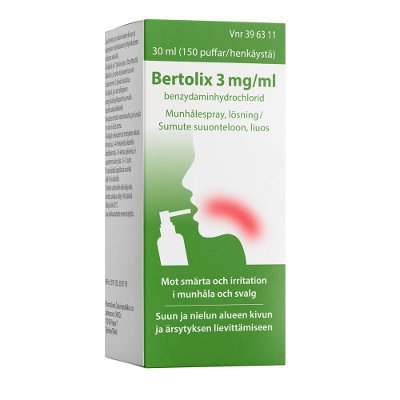 Bertolix 3 mg/ml, Бертоликс, спрей от боли в горле, 30 мл.