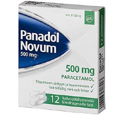 Таблетки жаропонижающие Panadol Novum 500 mg, 12 табл.