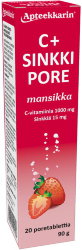 Витамин С+ Цинк со вкусом клубники Apteekkarin C+Sinkki Pore, 20 таб.