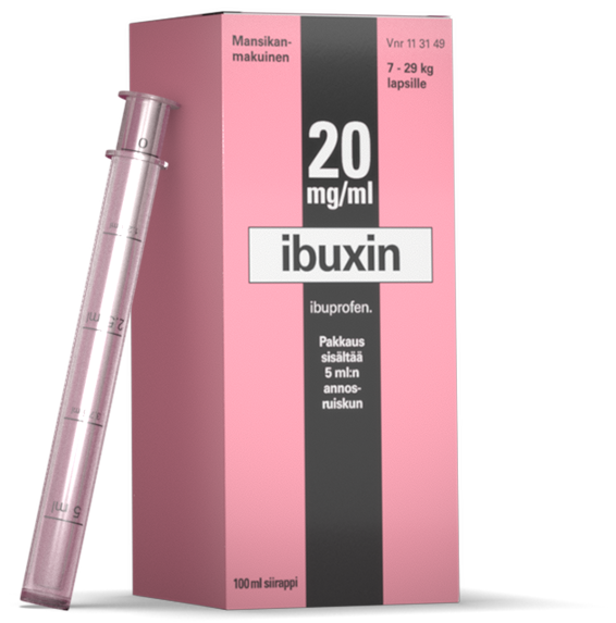 Ibuxin siirappi 20 mg, жаропонижающий сироп для детей, 100 мл.