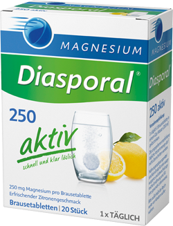 Магний Diasporal Activ шипучие таблетки 250 мг, лимон, 20 табл.