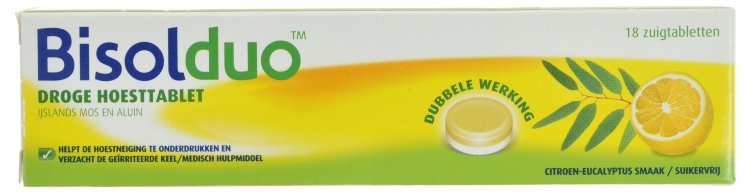 BisolDuo от сухого кашля, для детей и взрослых, лимон-эвкалипт, 18 капс. 