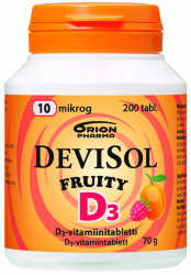 Витамин D3 Devisol Fruity D3 со вкусом персика и малины, 200 табл.