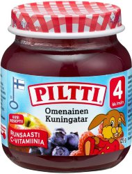 Piltti Omenainen kuningatar, яблоко, черника, малина, с 4 мес., 125 гр.