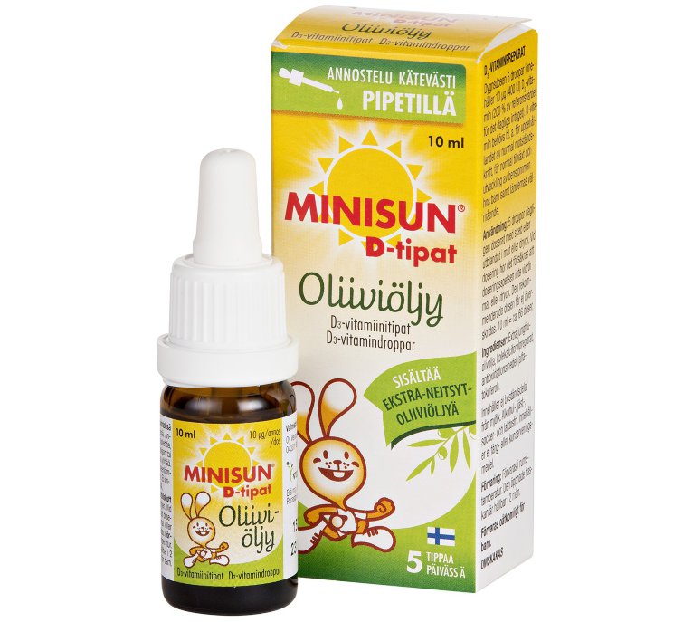 Витамин Minisun D-tipat Oliivioljy, на оливковом масле, 10 мл.