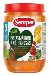 Semper Pastatahtia ja jauhelihakastiketta, макароны с телятиной, с 8 мес., 190 гр.