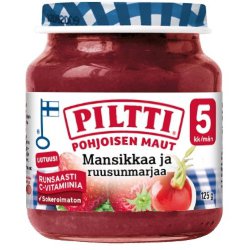 Piltti Mansikka ja Ruusunmarjaa, клубника и шиповник, с 5 мес., 125 гр.