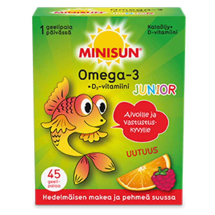 Рыбий жир Minisun Omega 3 Junior апельсин, малина, 45 шт.