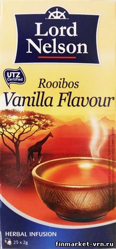 Чай ройбуш LORD NELSON Rooibos Vanilla Flavour, ваниль, 25 пак.