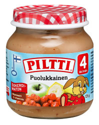 Piltti Puolukkainen, яблоко, брусника и банан, с 4 мес., 125 гр.